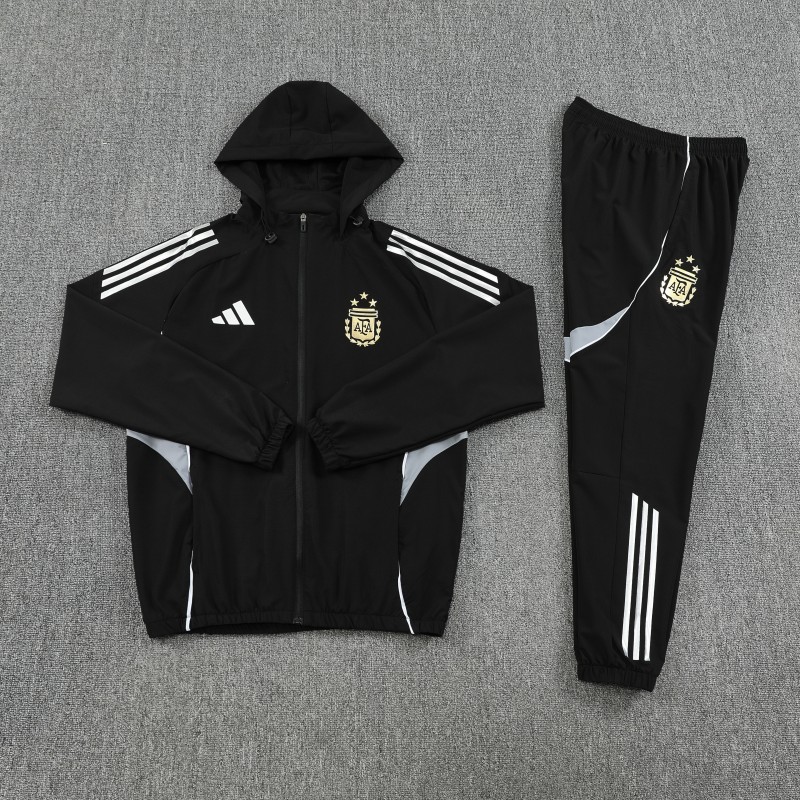 25/26 Argentina Black Full zipper Jacket Tracksuit+ long pants