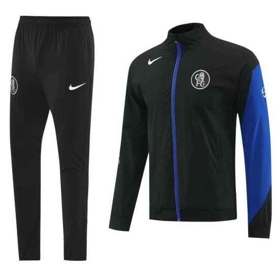 26/27 Chelsea Black Full Zipper Hooded Jacket Tracksuit + Long Pants
