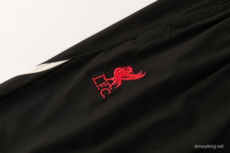 26/27 Liverpool Cream Full Zipper Hooded Jacket Tracksuit + Black Long Pants