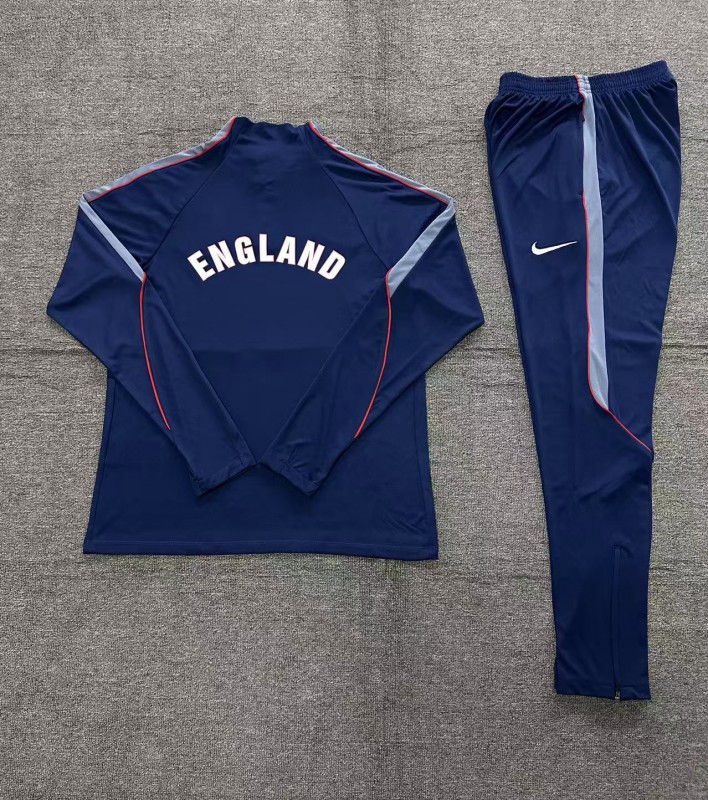 2026 Kids England Navy Blue  Half Zipper Jacket Tracksuit + Long Pants (Nike)