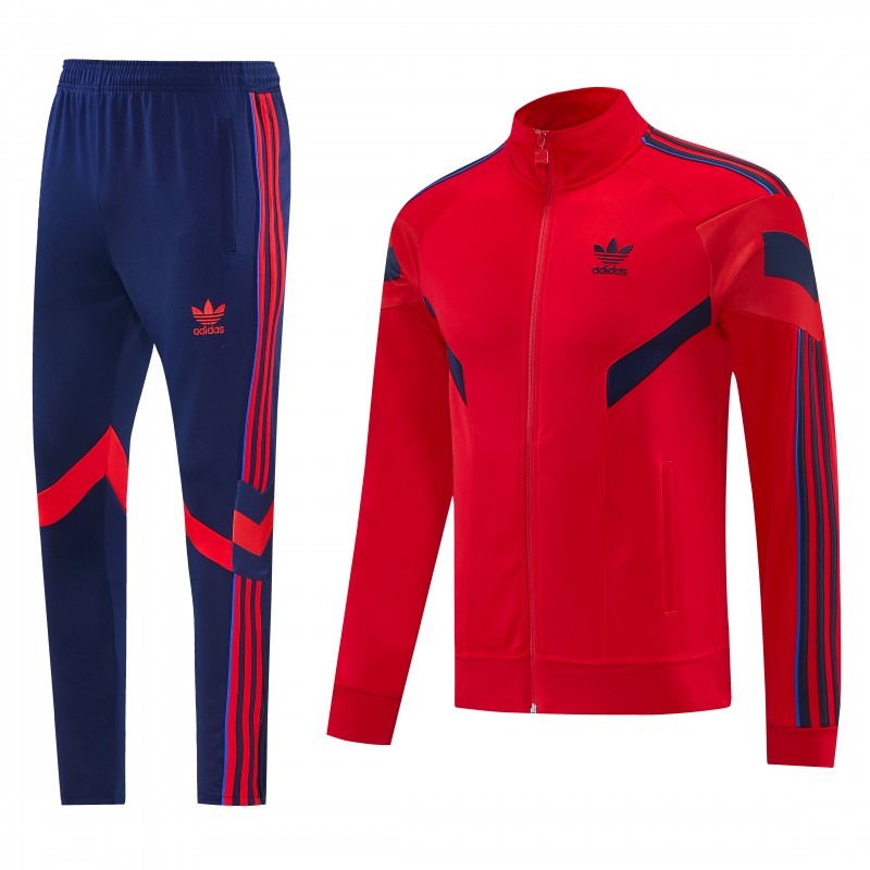 2026/27 Adidas Originals Red  Full Zipper Jacket Tracksuit + Navy Blue Long Pants