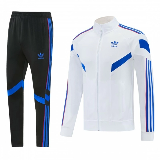 2026/27 Adidas Originals  White Full Zipper Jacket Tracksuit + Navy Blue Long Pants
