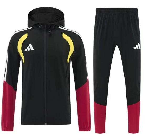 26/27 Adidas Black&Red  Full Zipper Hooded  Windbreaker  Jacket Tracksuit + Long Pants