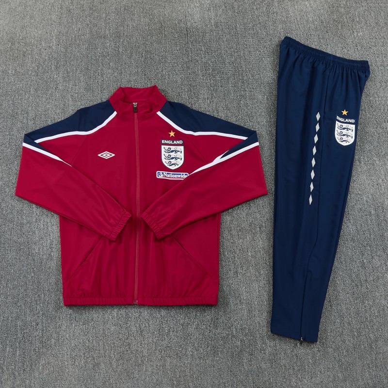 2026 England Red & Navy Blue Full Zipper Jacket Tracksuit + Long Pants