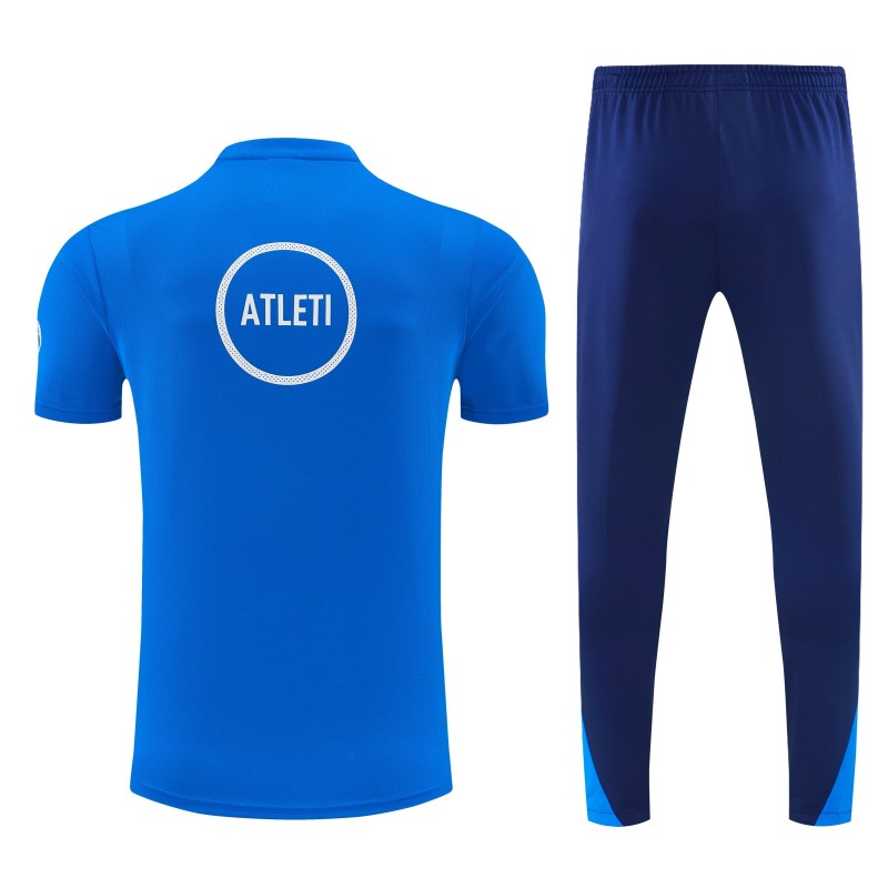 26/27 Atlético de Madrid Blue Short Sleeve Tracksuit + Navy Blue Long Pants