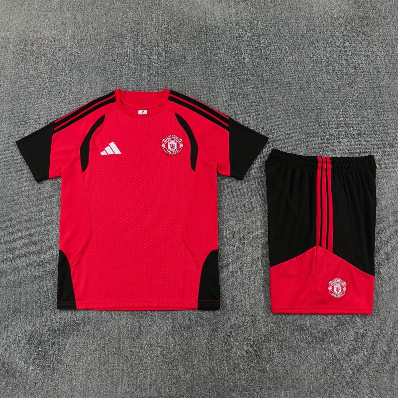 26/27 Manchester United Red & Black Short Sleeve+ Soccer Shorts