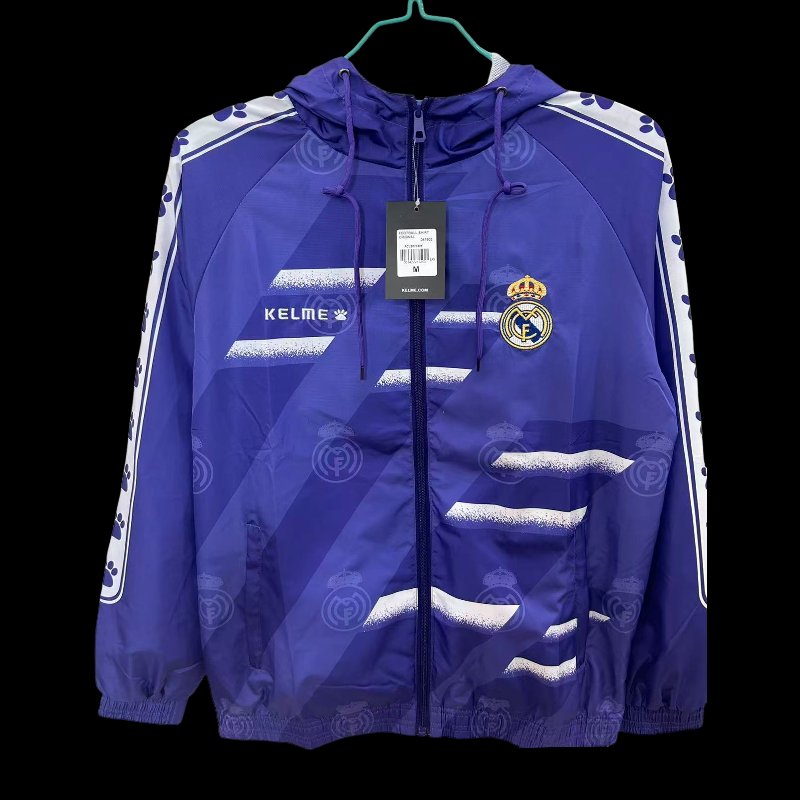 25/26 Real Madrid Purple with White Spray Pattern Windbreaker