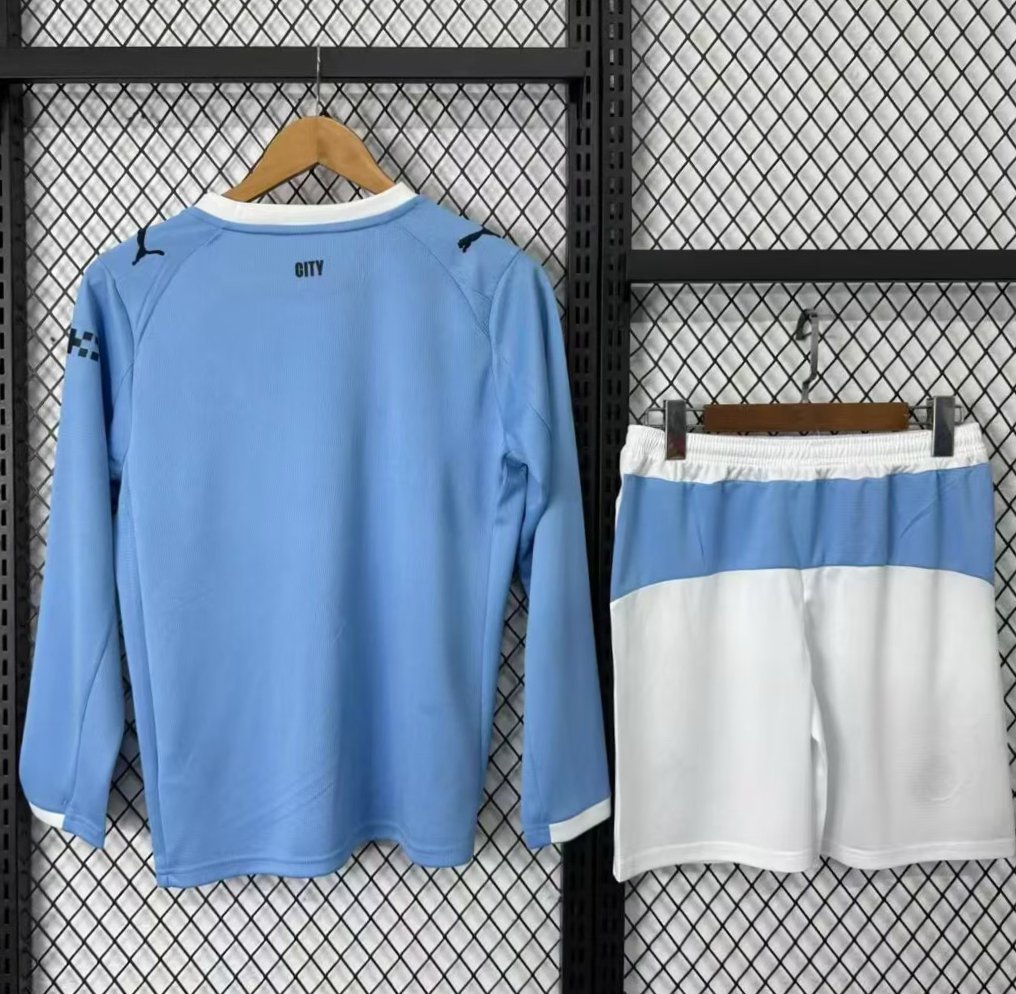 25/26 Kids Manchester City Home Long Sleeve Jersey