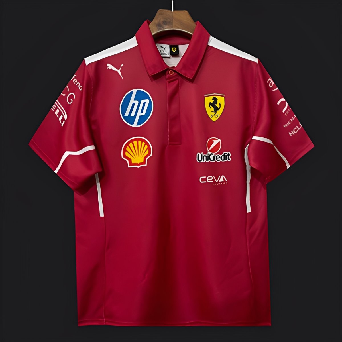 2025 F1 Scuderia Ferrari Red with White Trim Team Polo Shirt