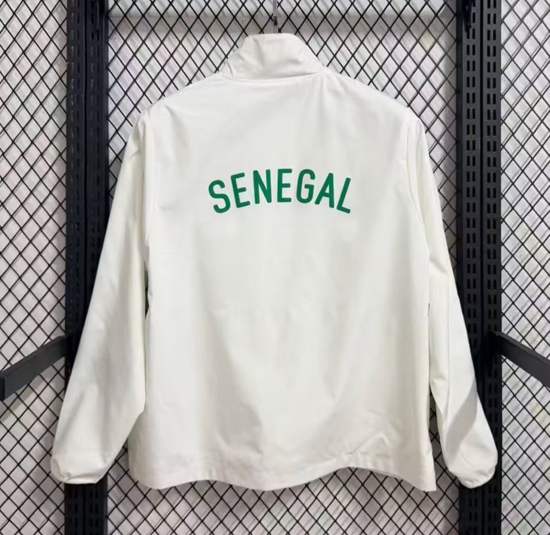25/26 Senegal White with Green Full Zipper Windbreaker