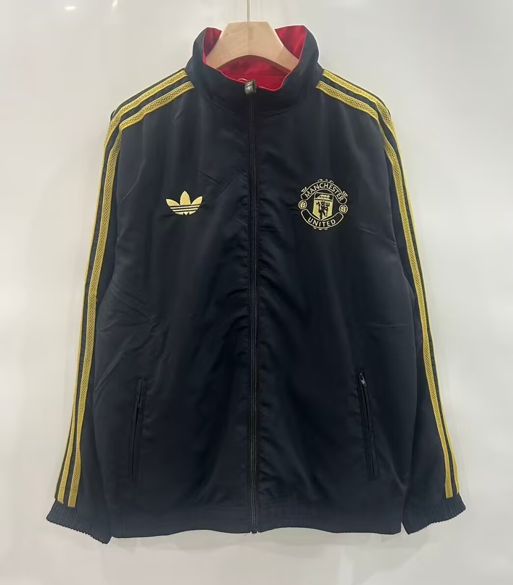 25/26 Manchester United Red/Black Reversible Full Zipper Windbreaker
