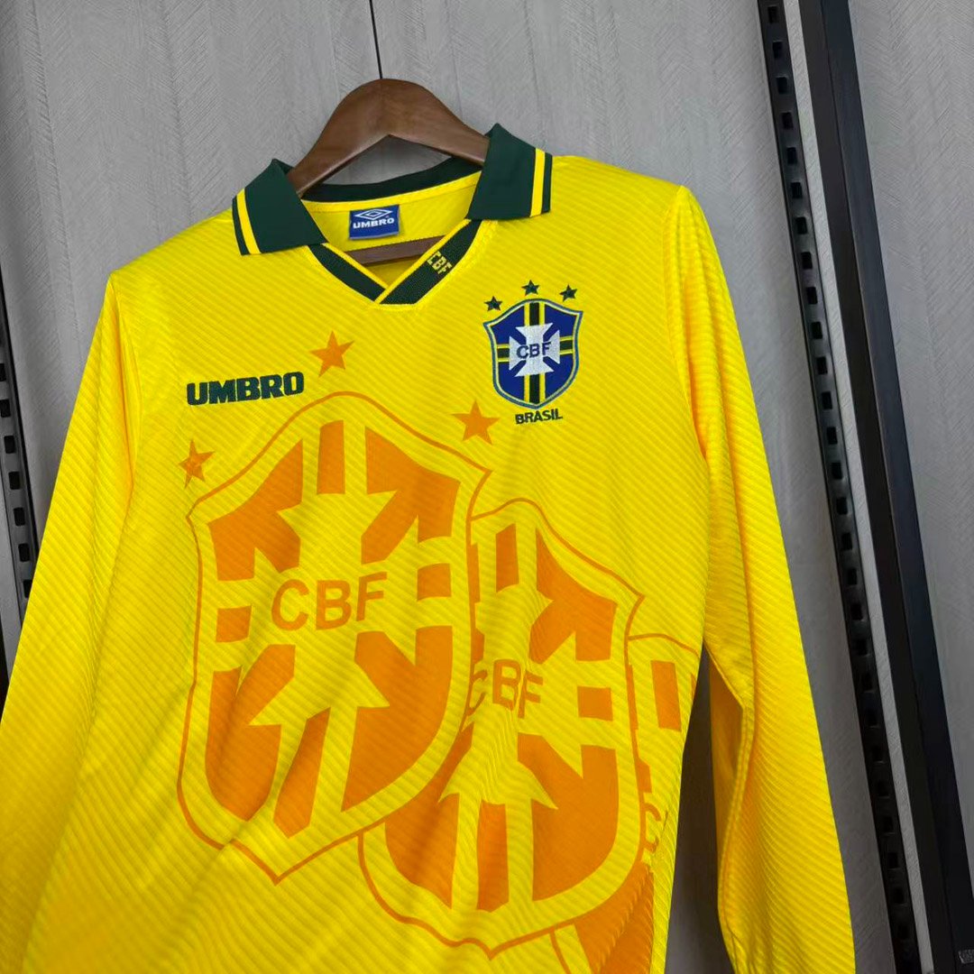 Retro 1994 Brazil Home Long Sleeve Yellow Jersey