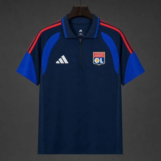 26/27 Olympique Lyonnais Half-Zip Navy Blue Training Jersey